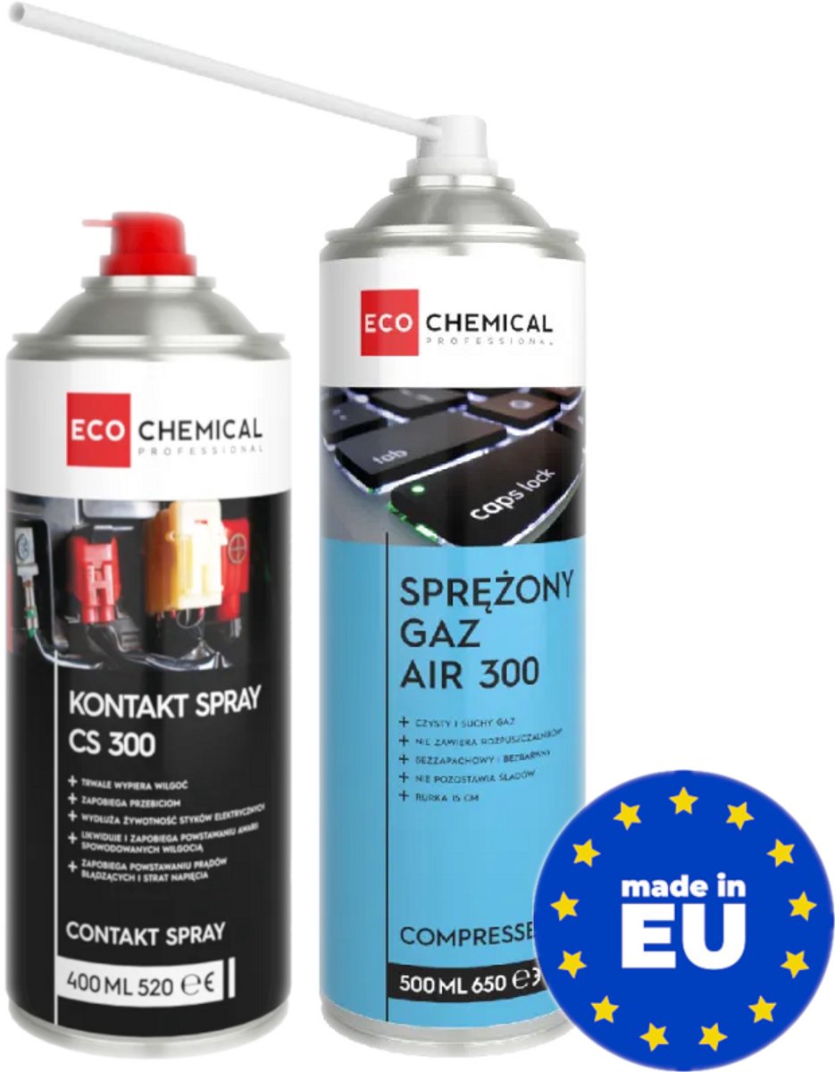 Perslucht Contactspray Set - Elektronica Onderhoudsset Computer Reiniging Made in EU