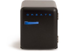 CREATE - Koelkast in retrostijl - Zwart - Handvat Kobaltblauw - FRIDGE RETRO 48L