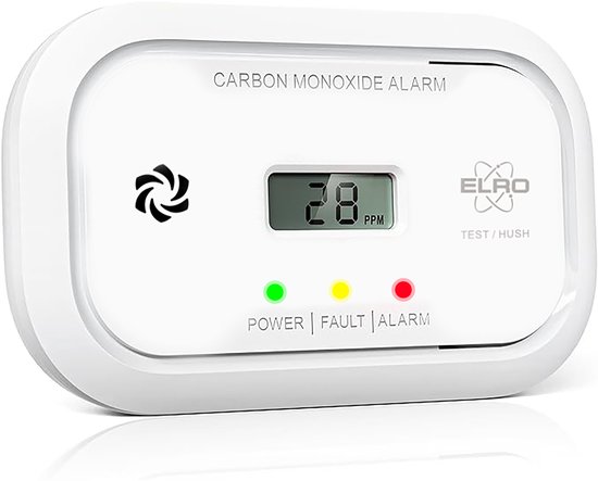 ELRO FC5010 Koolmonoxidemelder met 10-jarige batterij en display - CO-melder voldoet aan Europese Norm EN50291