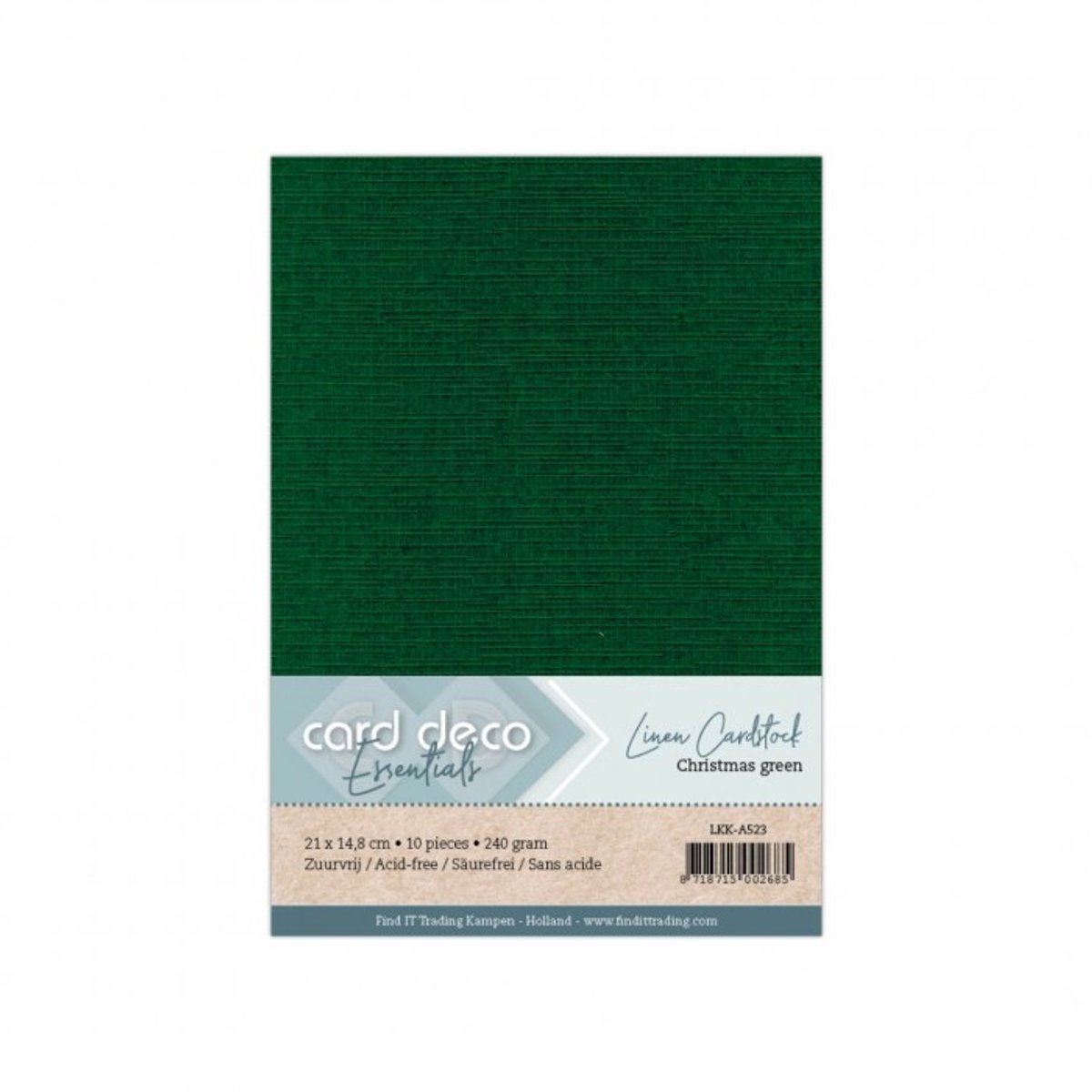 50 vel Kerstgroen A5 Linnenkarton 240 grams - 21 x 14,8 cm - Gratis verzonden