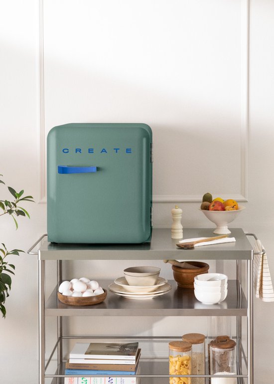 CREATE - Koelkast in retrostijl - Sage - Handvat Kobaltblauw - FRIDGE RETRO 48L van create — afbeelding 5