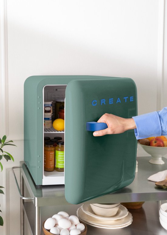 CREATE - Koelkast in retrostijl - Sage - Handvat Kobaltblauw - FRIDGE RETRO 48L van create — afbeelding 4