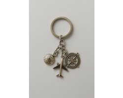 Reis Sleutelhanger – Travel Accessoire – Wereldbol / Vliegtuig – Sleutelhanger Reizen – Cadeau voor Reisliefhebbers