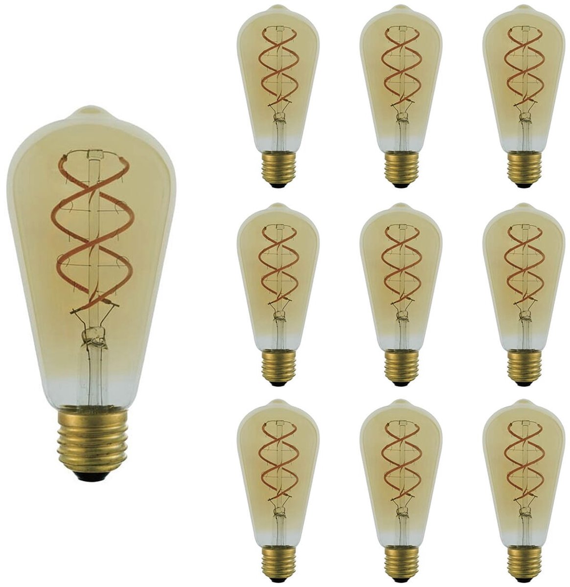 VITO LED Filament Edisonlamp ST64 E27 - 4W (vervangt 40W) - 400lm - 2200K (Amber) - 220-240V - Energiezuinig - 10 stuks
