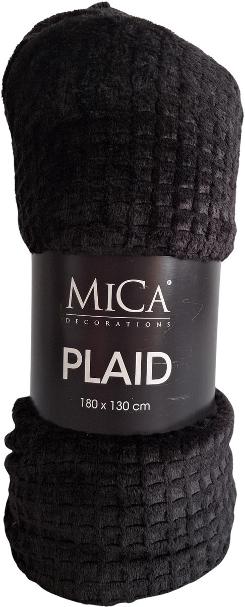 Mica Joanne Fleece Plaid 180x130 cm – Zacht Woondeken – Zwart