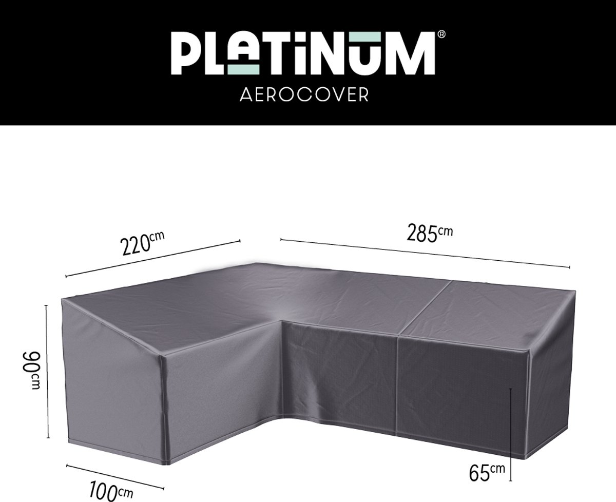 Platinum AeroCover - Loungebankhoes L-vorm - 285x220x100xH65/90cm Links - Ademend - Waterproof - Hoge kleurechtheid Antraciet