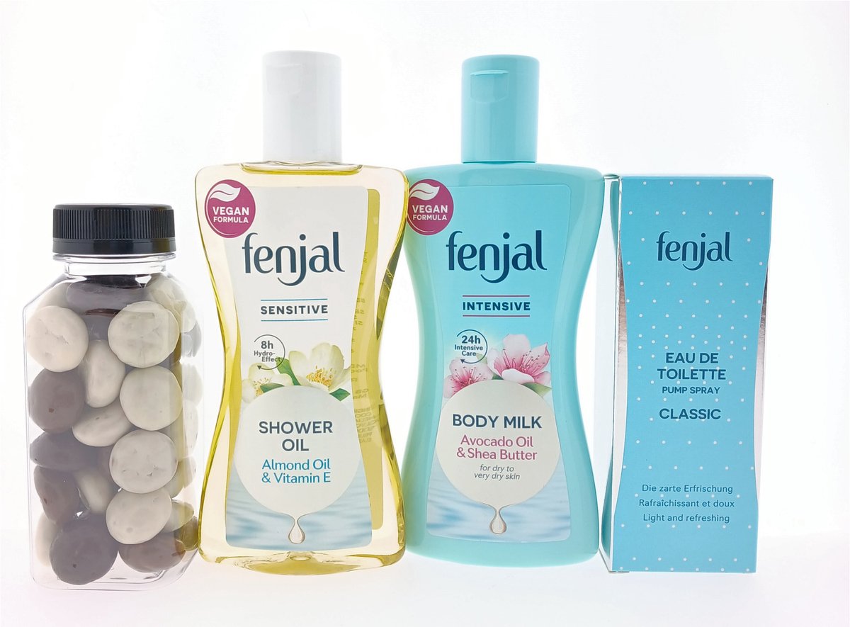 Fenjal Cadeauset Sinterklaas - Fenjal Eau De Toilette Classic Pump Spray - Fenjal Shower Oil Sensitive - Fenjal Body Milk Intensive - Chocolade Kruidnoten Sint Fles