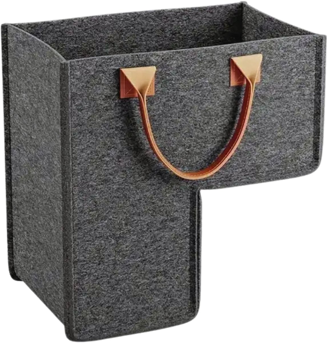 Naleo® Grote Vilt Trapmand Met Kunstlederen Handvatten - Trap Mand - Opbergmand Trap - Opbergzak - Trappenmand - Grijs