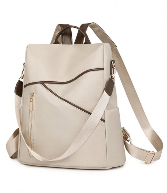 Fashionabele Laptop Rugzak Dames - Anti-Diefstal & Waterdicht - Multifunctioneel voor Werk & Reizen - Beige