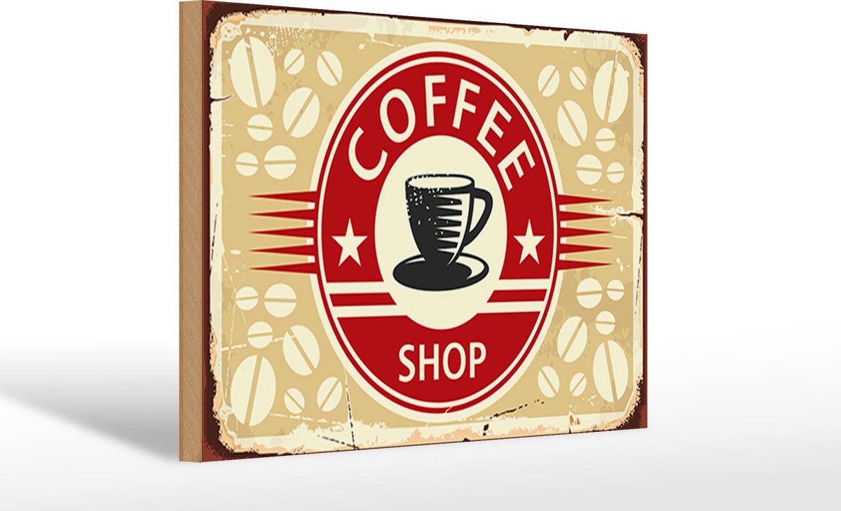 Holzschild Retro 30x20cm Kaffee Coffee Shop