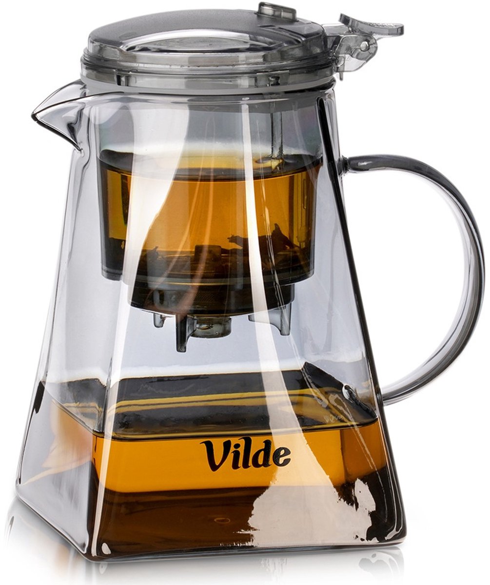 Theepot met Filter met Knop Glas 880 ml - Koffie- en Thee Pot - Infuser - Theezeef - Filter - Zeef