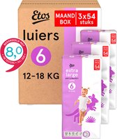 Etos Luiers - Maat 6 - 12 tot 18 kg - Maandbox - 162 stuks