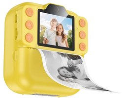 Hoco Kinder Instant Print Camera - Direct Printen Zonder Inkt - Dubbele Lens & Video - Kindercamera met Filters - Geel