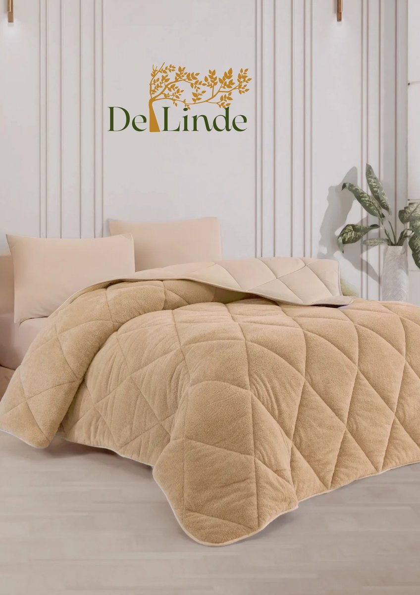 Dekbed zonder overtrek - Beige - 160x220 cm - Eenpersoons - 2 in 1 Dekbed - Teddy - Zacht & Hypoallergeen - 4 Seizoenen - Dubbelzijdig - Wasbaar - Ultra Soft - De Linde Home