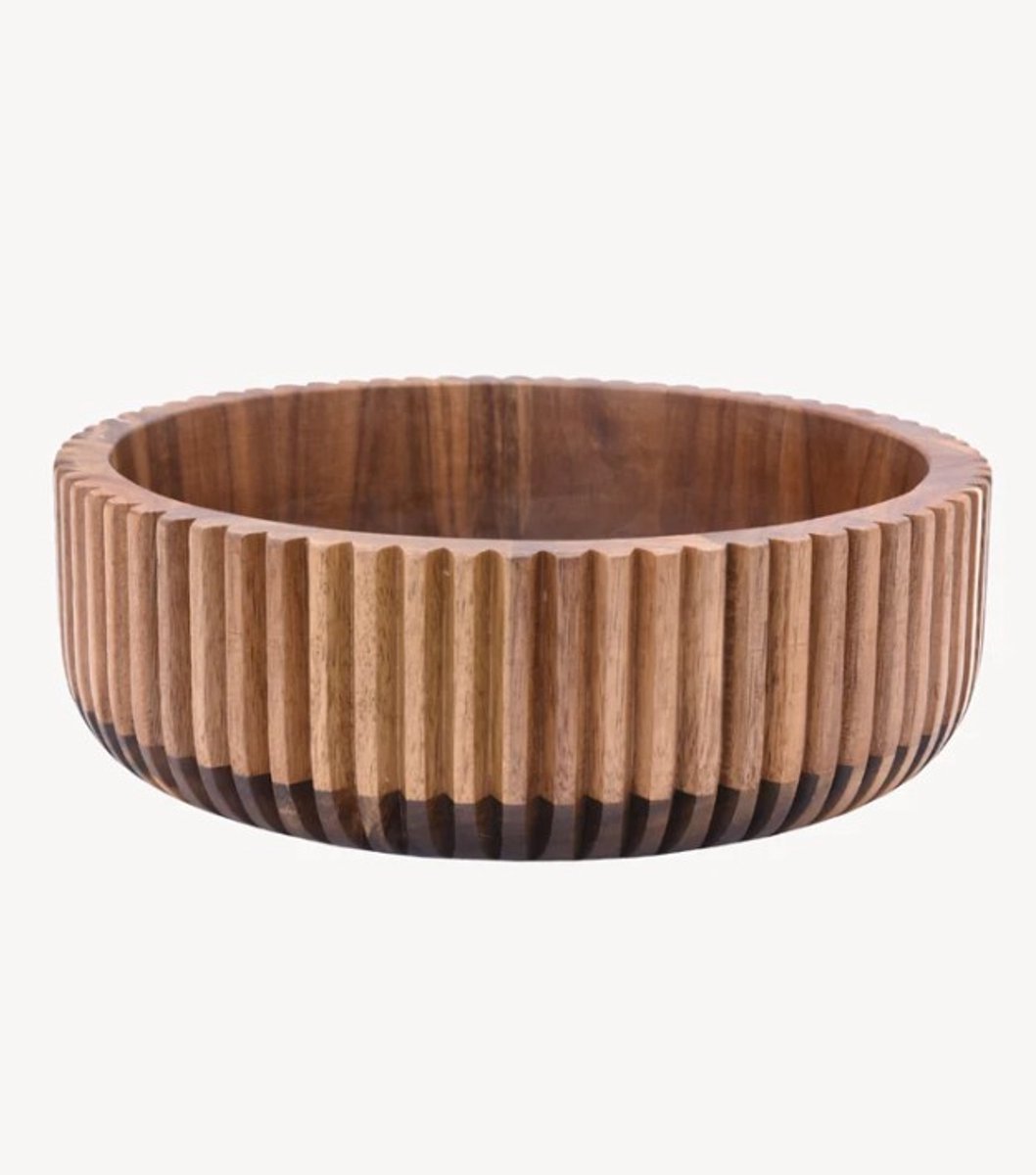 Zoha Stripe Houten Schaal Ø26 cm – Elegant, Functioneel & Uniek
