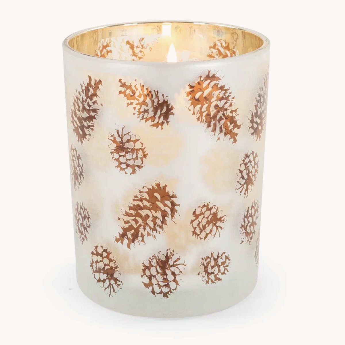 Theelichtpotje met dennenappels - glas