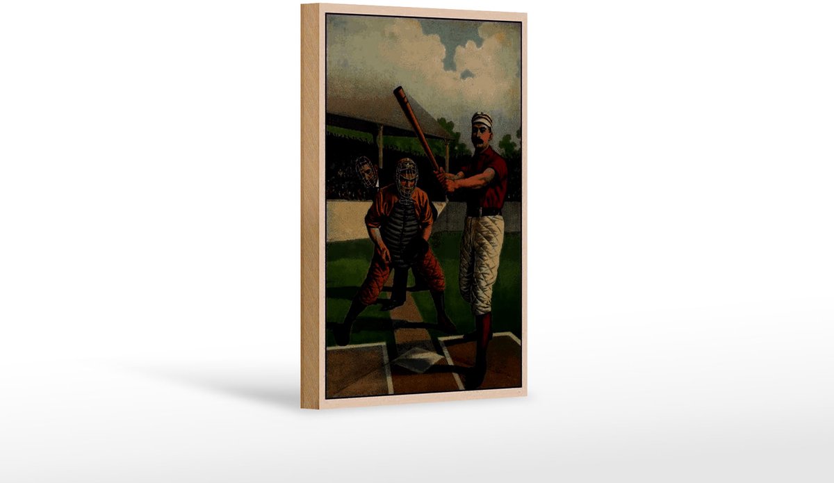 Femer Holzschild Retro 12x18cm Baseball USA Schlagmann
