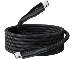 3m usb C kabel - Snellader - Usb C naar usb C - Kabeltje voor carplay in auto - Quick charge en fast charging - 3 meter - Lang - Zwart