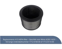 Replacements H13 HEPA-filter – Geschikt voor Winix A230 / A231 - Vervangt onderdeelnummer 1712-0100-00 of 1712-0110-00