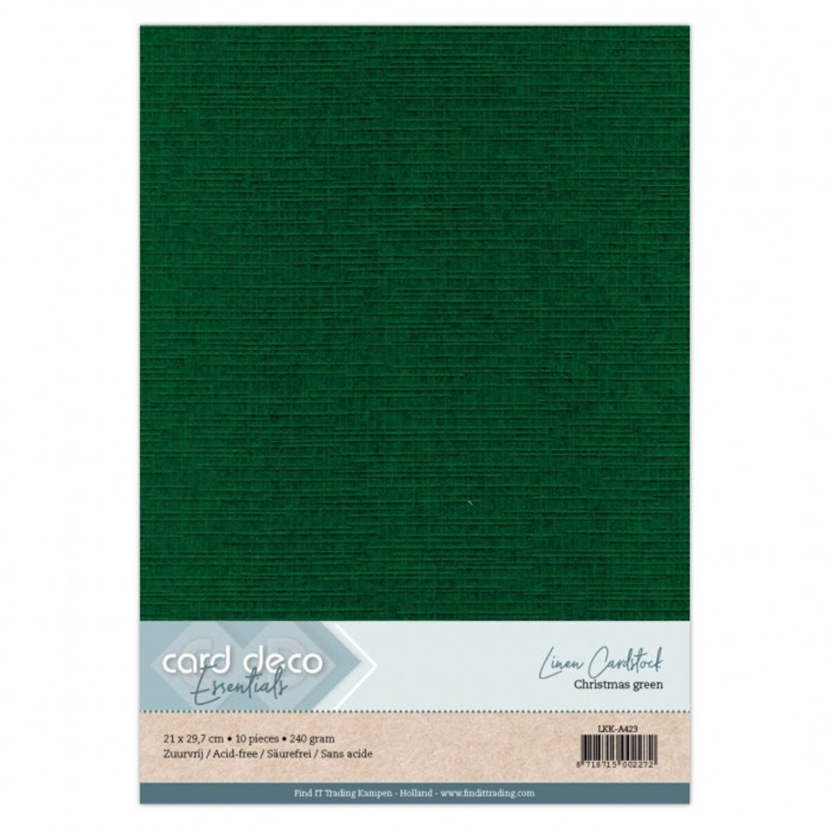50 vel Kerstgroen A4 Linnenkarton 240 grams - 21 x 29,7 cm - Gratis verzonden