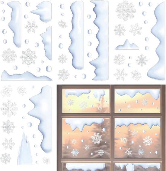 Kerst raamstickers-raamdecoratie 3d stickers type 2 20 x 45 cm Kerst raamstickers-raamdecoratie 3d stickers type 2 20 x 45 cm