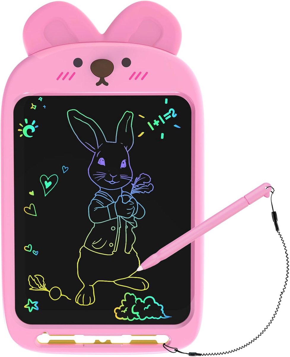 Tekentafel - 10 Inch LCD-Schrijftablet - Uitwisbaar Tekenbord - Schattig Konijnentekenblok voor Kinderen van 2-6 Jaar - Educatief Kerstcadeau voor een Verjaardag - Konijn - Roze