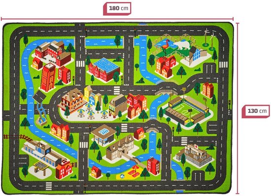 Jouw Moderne Speelkleed - Verkeerskleed - Speeltapijt - Autokleed - 180x130cm — afbeelding 2