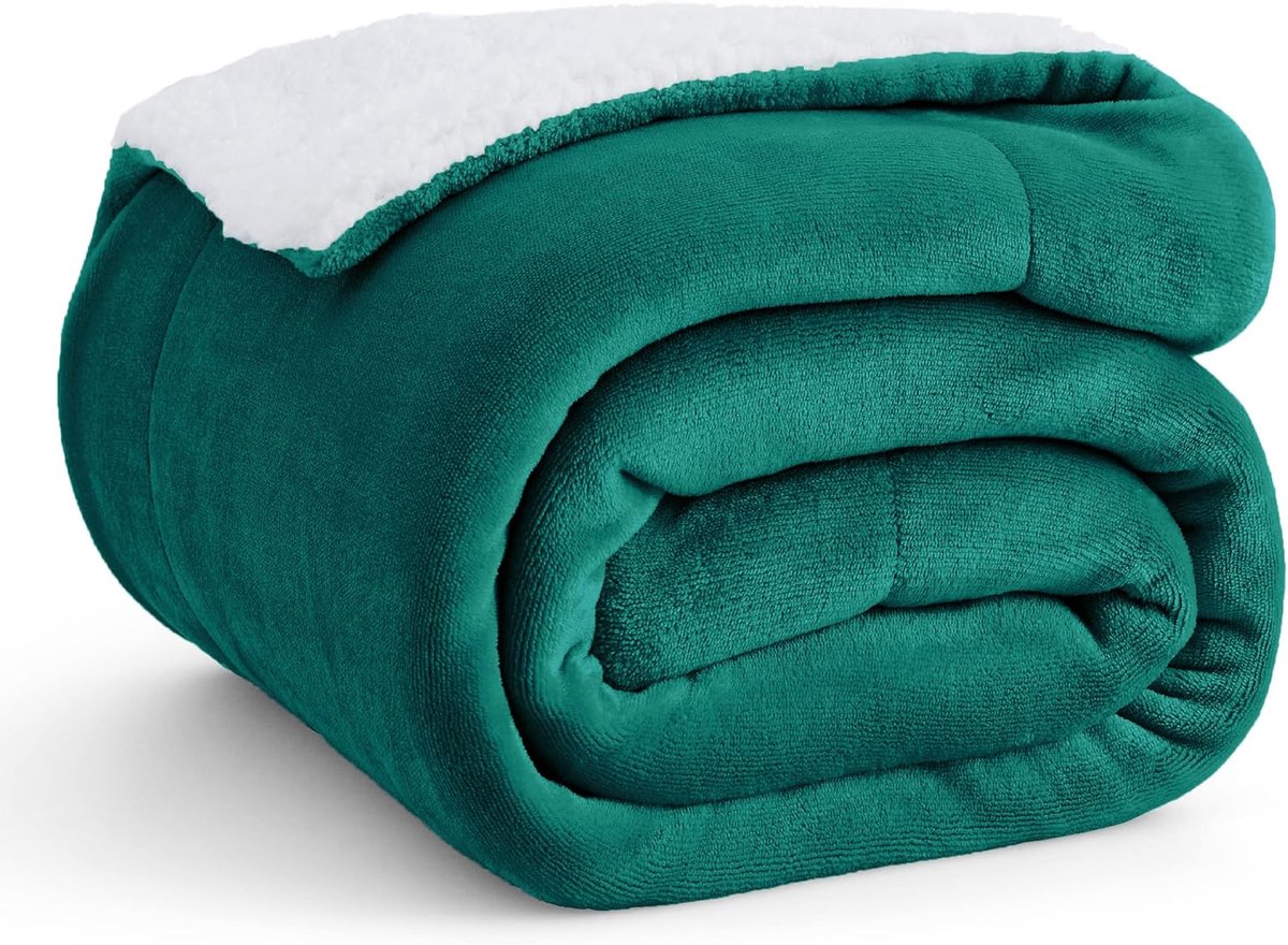 Bedsure Extra Dikke Warme Deken 150×200 cm – Superzachte XL Bank- en Woonkamerdeken – Omkeerbare Sofadeken – Donkergroen