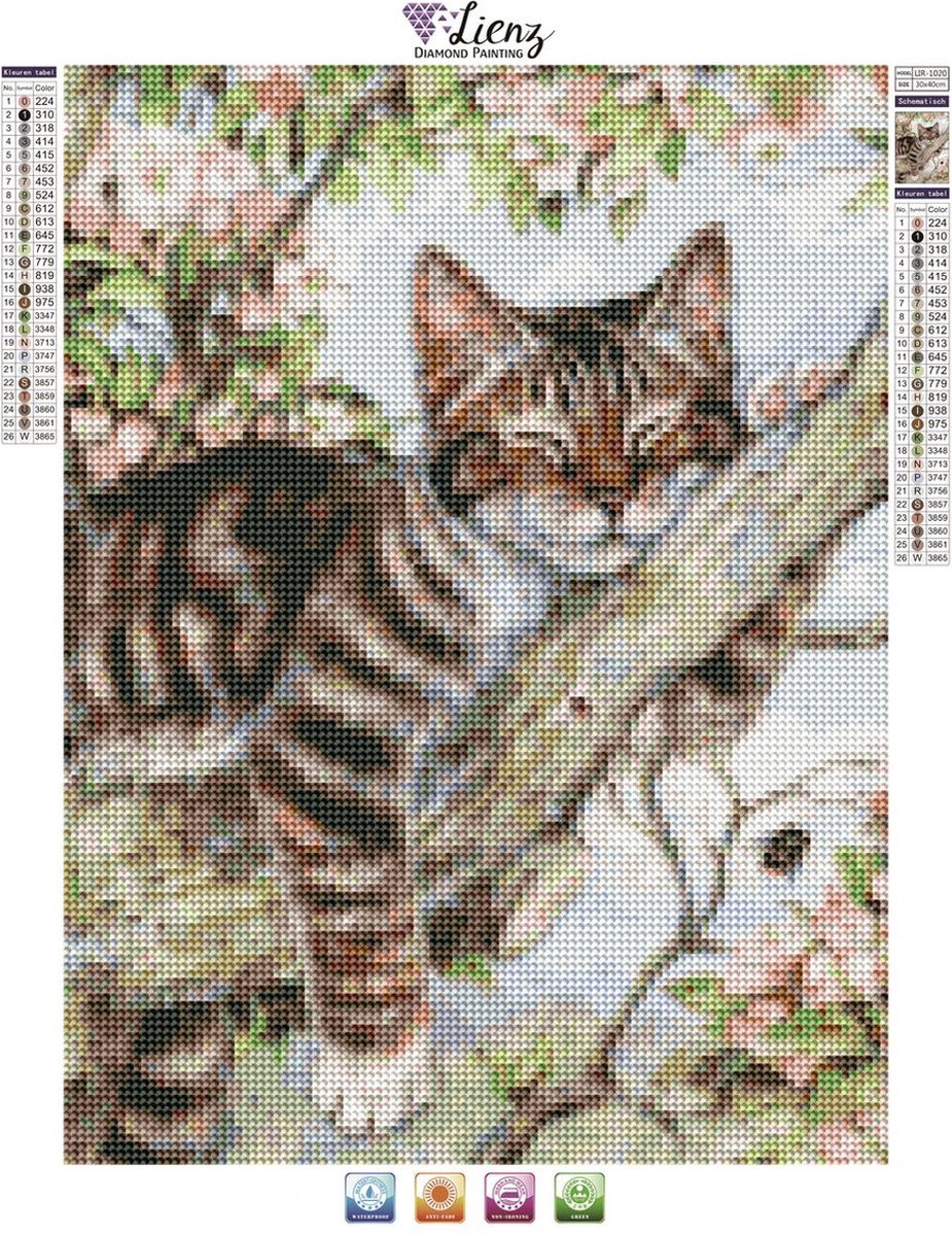 Lienz® Diamond Painting volwassenen 30x40cm – Rond - Poes - Kat - Volledig - Pakket Volwassenen en Kinderen — afbeelding 2