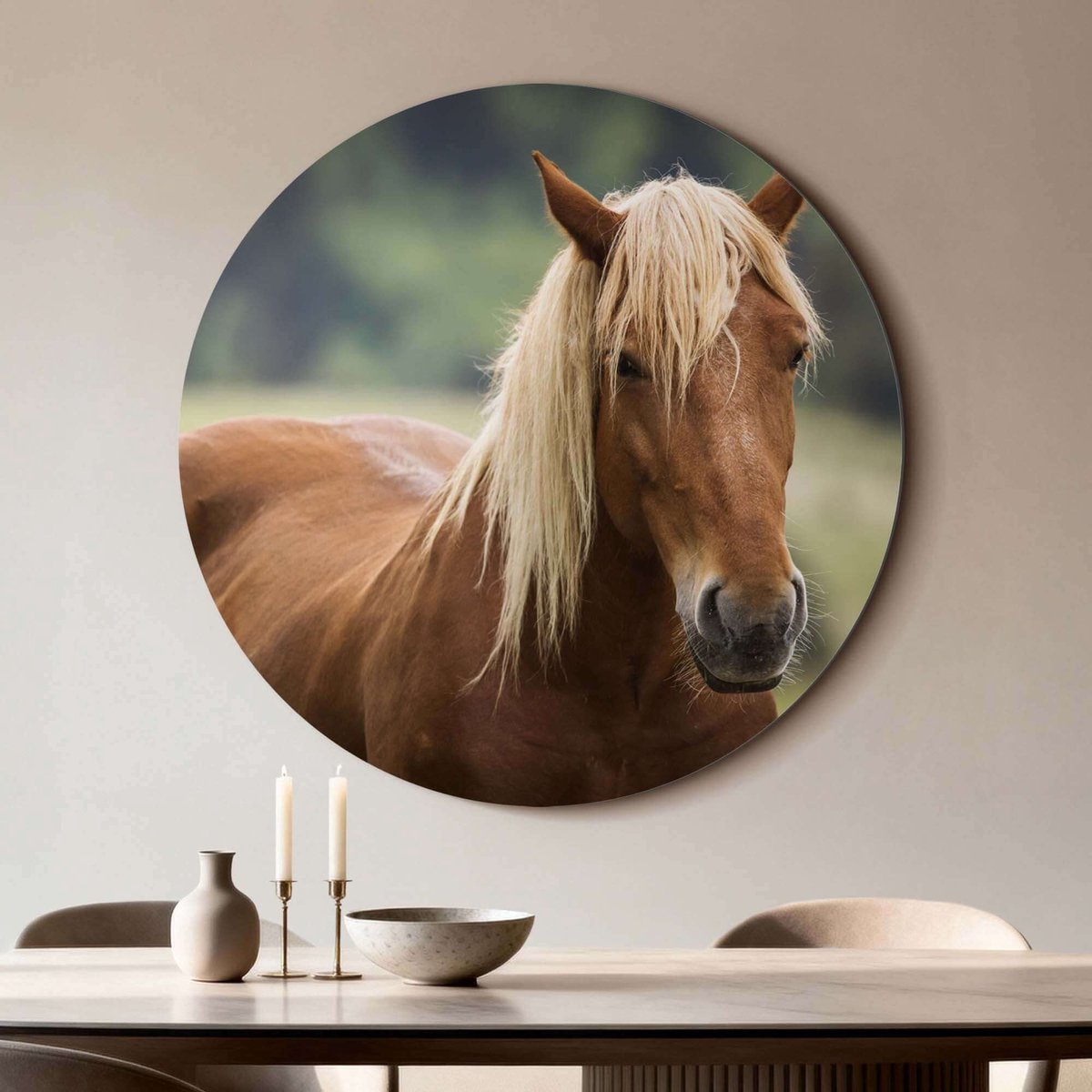 KitchenArt - Golden Whisper - Muurcirkel Binnen - ø 100 cm - Wandcirkel - Mét Ophangsysteem - Wanddecoratie - Muurdecoratie