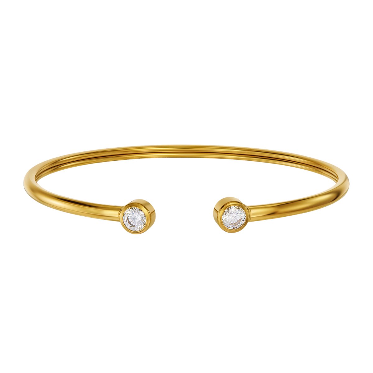 Traveller Bangle - Dames Armband - Edelstaal - Verguld - Zirkonia - 6x5 cm - Flexibel - 181308