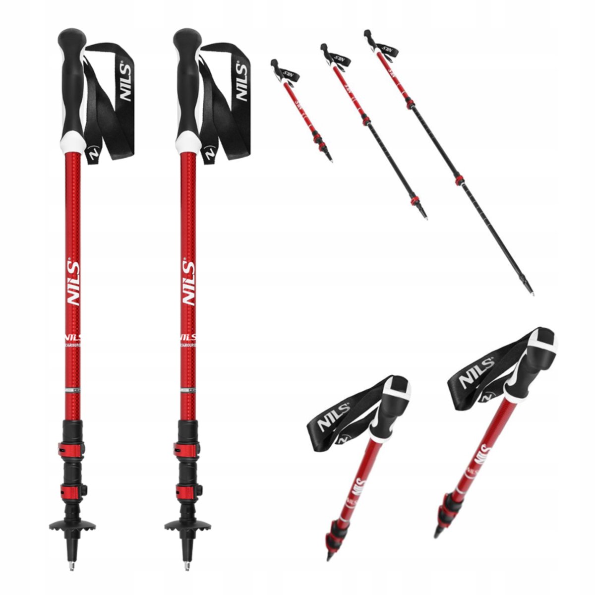 Nils TK8601 Trekkingstokken Rood - Verstelbaar Aluminium