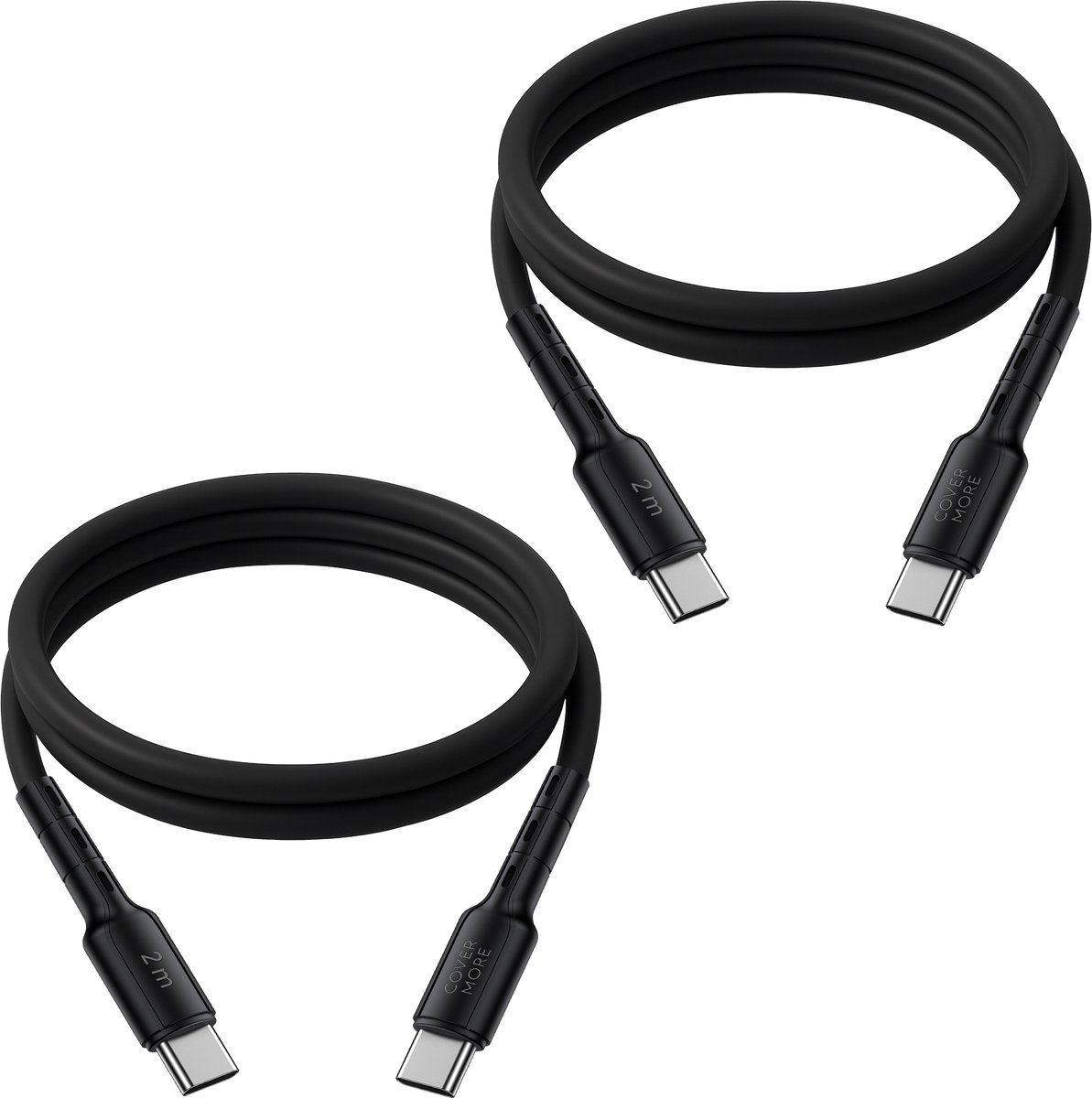 Usb C kabel naar usb C - 2 stuks - 2 meter - Lang - Snellader - Sterk - Flexibel - Zwart