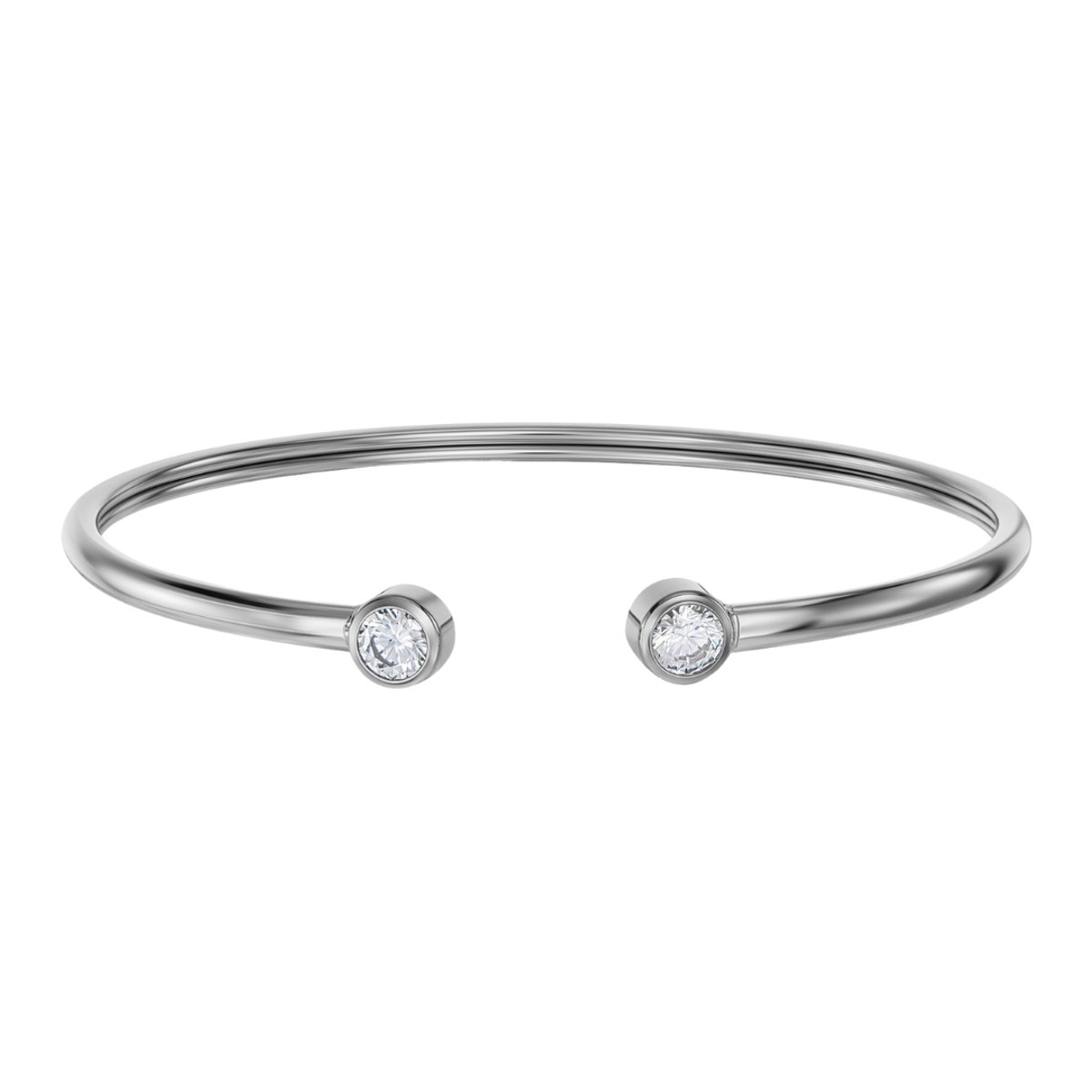 Traveller Bangle - Dames Armband - Edelstaal - Zirkonia - 6x5 cm - Flexibel - 181309