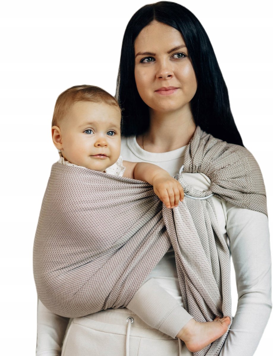 LennyLamb Ring Sling - Kleine Visgraat Amandel