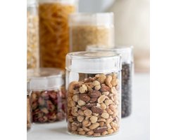 Zoha Glazen Voorraadpot Rond 1500 ml – Set van 2 – Luchtdicht – BPA-vrij – Borosilicaatglas