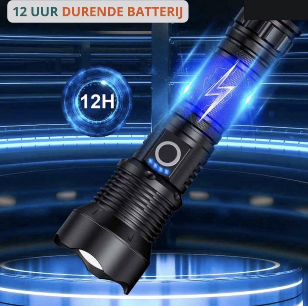 Waterdichte Krachtige LED Zaklamp - Hoge Lumen 10.000 - 5 Modi - Oplaadbaar & Zoombaar - Lange Afstand - Survival & Outdoor - Inclusief batterijen - USB-c oplaadbaar - Noodpakket - Kamperen — cadeau in Sport & Outdoor - foto 3