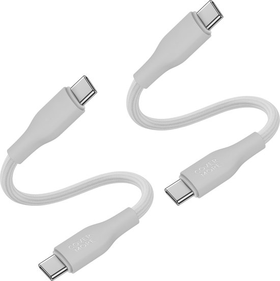 Usb C naar usb C kabel 30 cm kort - Snellaadkabel - Snel oplader - Geschikt voor opladen android smartphone met usb C ingang - 2 stuks - Wit