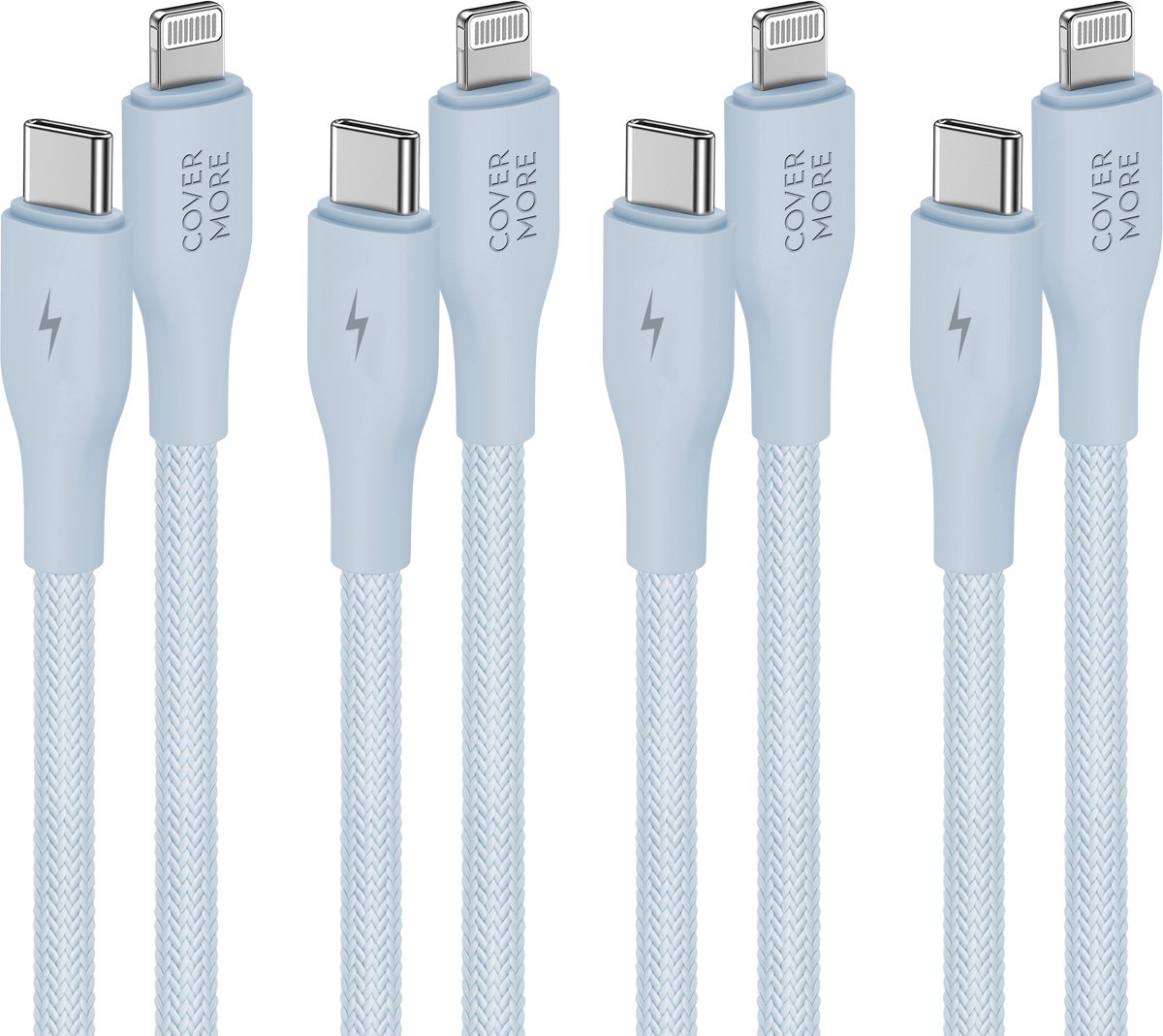 Usb C naar Lightning kabel - 1m - 4 stuks - Blauw - Gevlochten - Sterk