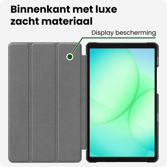 Zwarte tabletcase met een luxe, zachte binnenkant en displaybescherming.