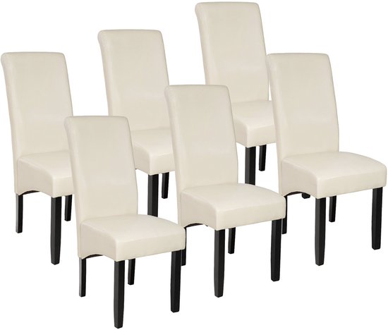 Foto: Tectake eetkamerstoel comfortabele kunstleren stoel met hoge rugleuning keukenstoel voor keukentafel gestoffeerde keukenstoel diverse kleuren en sets maximale belasting 120 kg afmeting lxbxh 44 x 63 x 106 cm set van 6 cr me