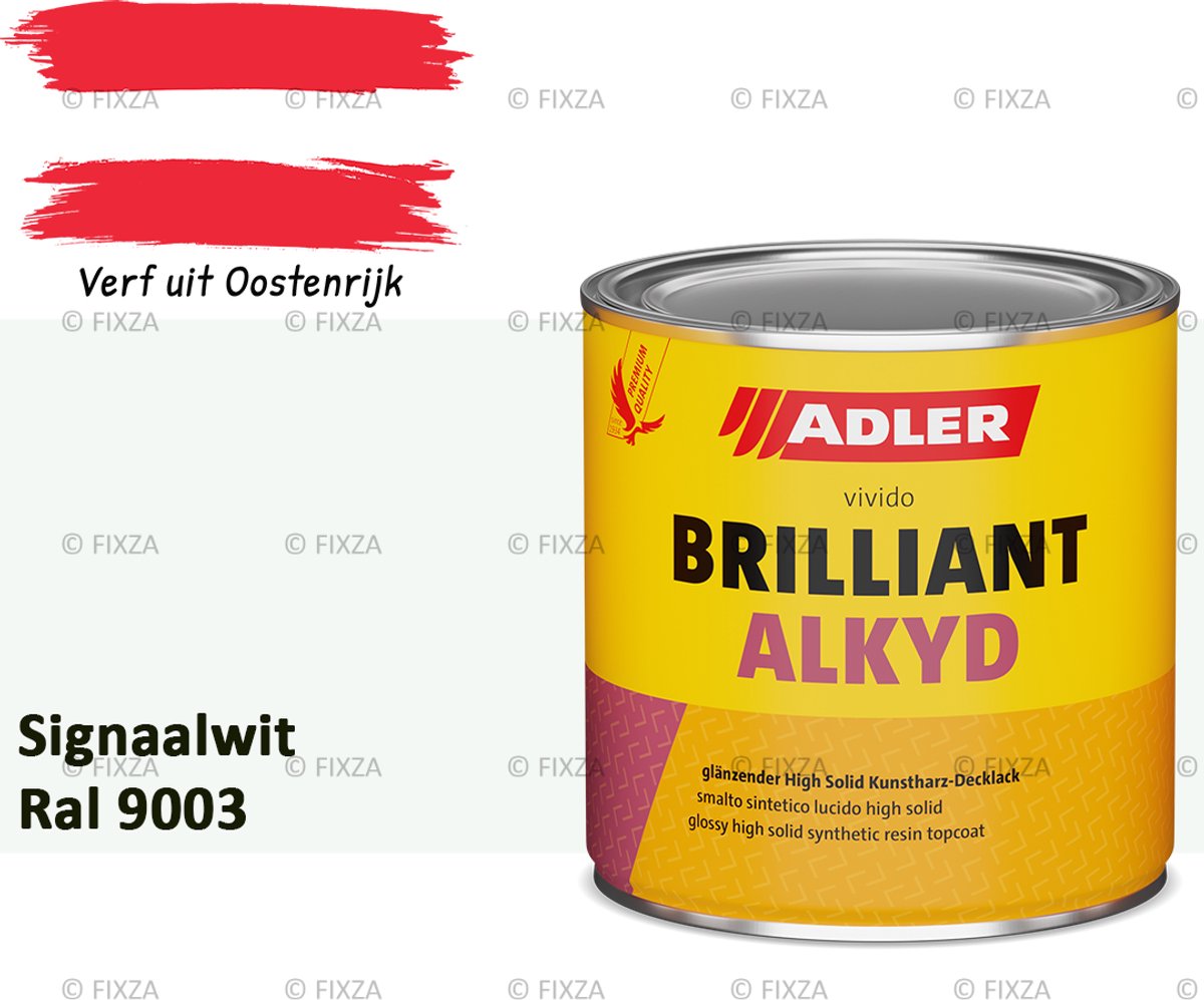 ADLER Brilliantalkyd Kunstharzlack Hoogglans – Signaalwit – Weerbestendige Lak voor Hout & Metaal Binnen en Buiten – Krasvast, Aromatenvrij, Sneldrogend – 750 ml