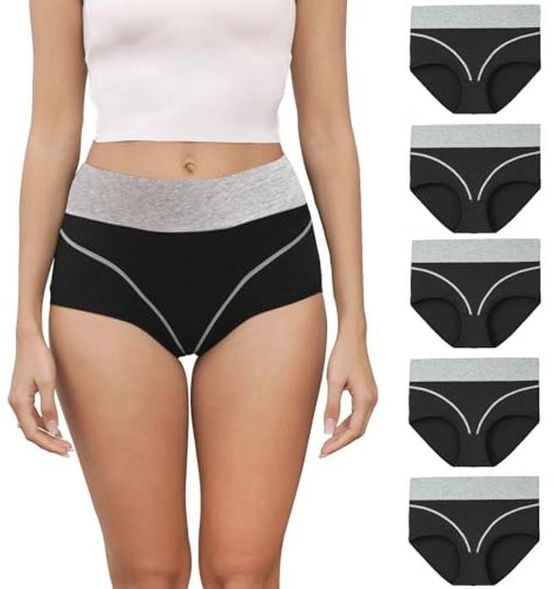 Katoenen Dames Shorts - Comfortabele Hoge Taille Briefs - 5 Stuks