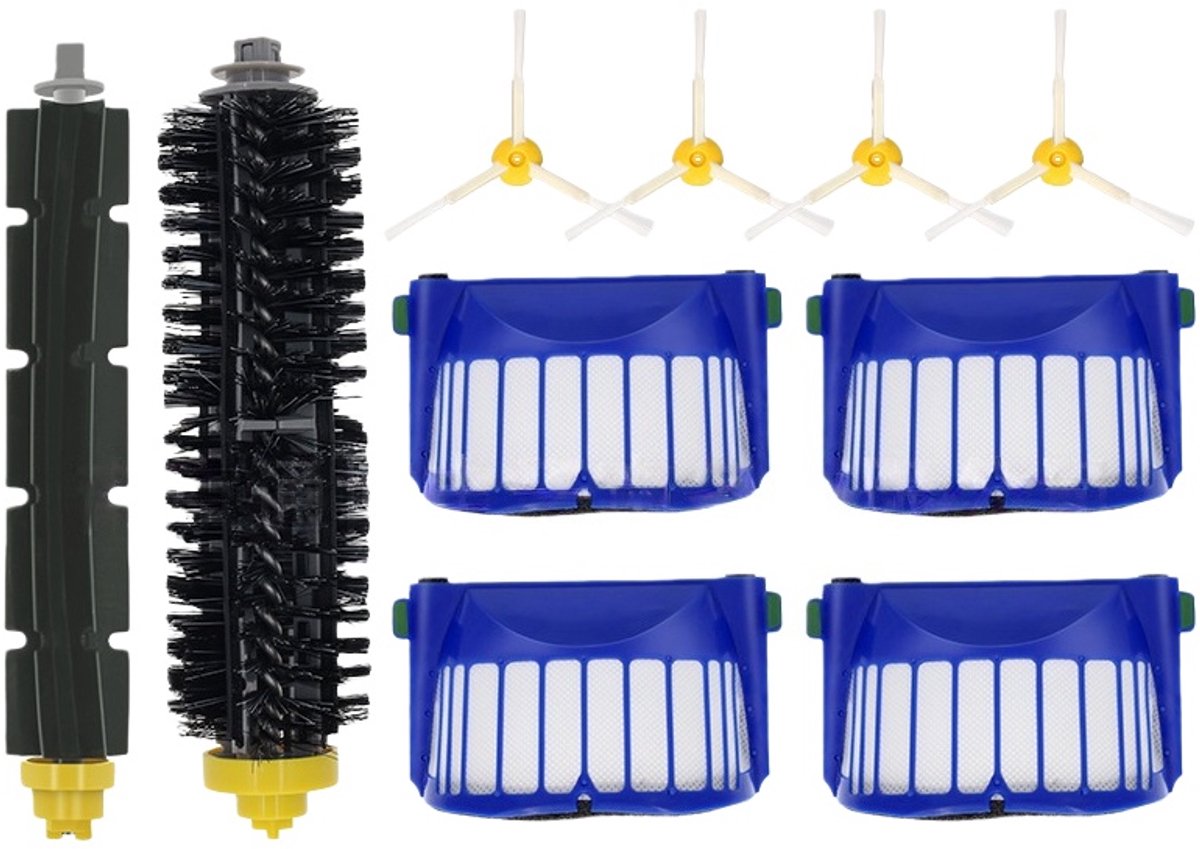 Vervangende Onderdelen Accessoires - Geschikt voor iRobot Roomba 600 Serie 694 676 675 692 695 677 671 690 680 660 650 620 614 610 600 Stofzuiger Robot - 1 Paar Hoofdborstel 4 Filter 4 Zijborstel - Reserveonderdelen