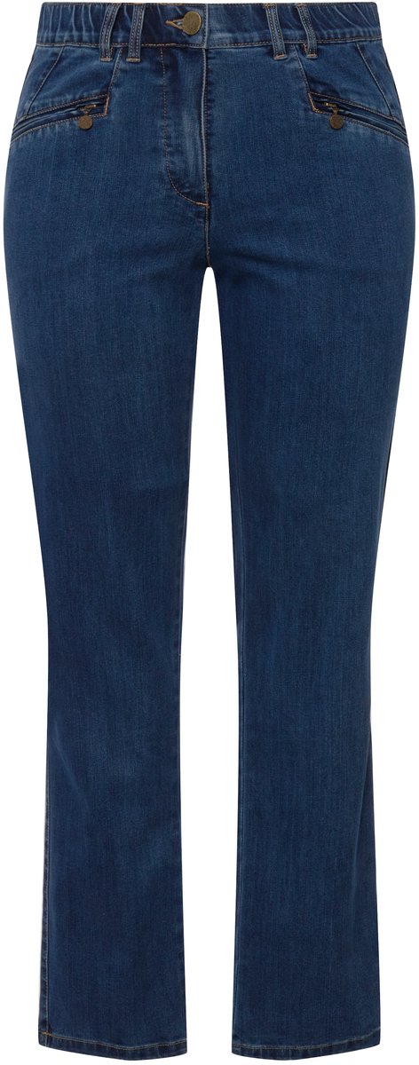 Ulla Popken - Dames - Jeans Mony smal toelopende pijp ritszakken - Blauw denim - Maat 60