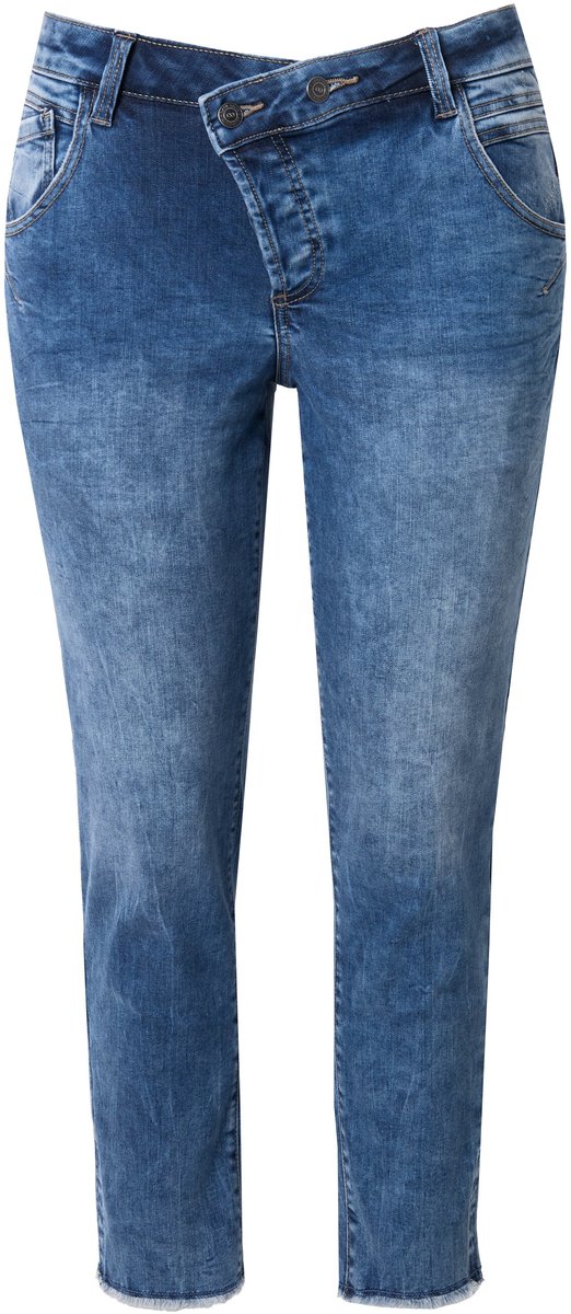 Laurasøn - Dames - Boyfriend jeans 5-pocket met gerecycled polyester - Blauw denim - Maat 56