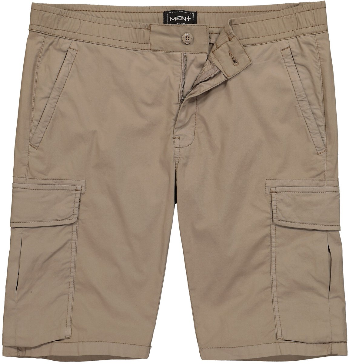 Men Plus - Heren - Cargo-Bermuda buikvriendelijk relaxed fit - Zand - Maat 68