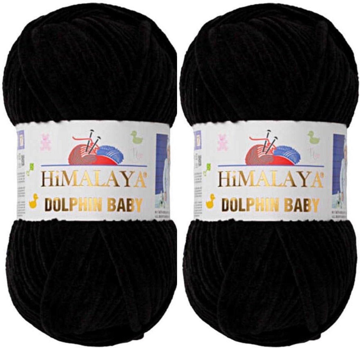 Himalaya Dolphin Baby -(2 stuks)-80311 Zwart - Dolfijn Breien Gehaakte Garen 100g - Super Zachte Omvangrijk Dikke Pluche Fluwelen Bella Chenille Wol Kind Deken Amigurumi