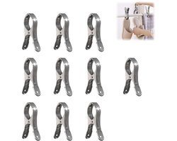 10 stuks - Winddichte clips van roestvrij staal - Clips voor zwembadafdekkingen - Gordijnclips - Wasknijpers van metaal - Sterk en duurzaam - Roest niet snel - Zilver - 2*13 cm - Geschikt voor dekbedden, lakens, kleding