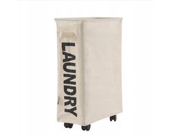 EASYFORM Wasmand Op Wieltjes 40L Beige - Opvouwbaar & Smal